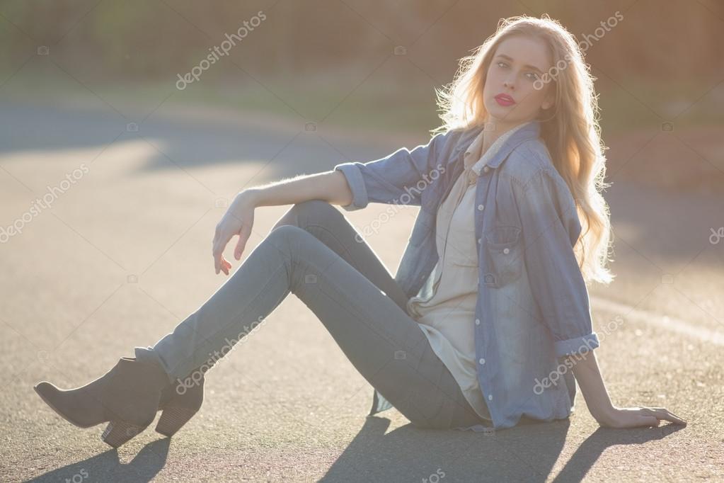 Posing on the road.