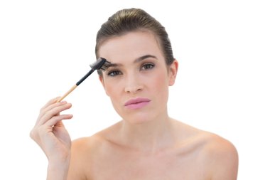 bir kaş fırçası kullanarak modeli konsantre