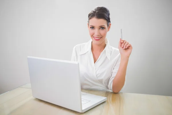 Businesswoman shopping online using laptop — Stock Photo, Image