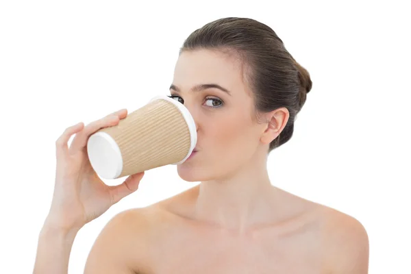 Attractive model drinking coffee — Stock Photo, Image