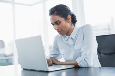 onu laptop kullanarak çalışma çekici genç iş kadını