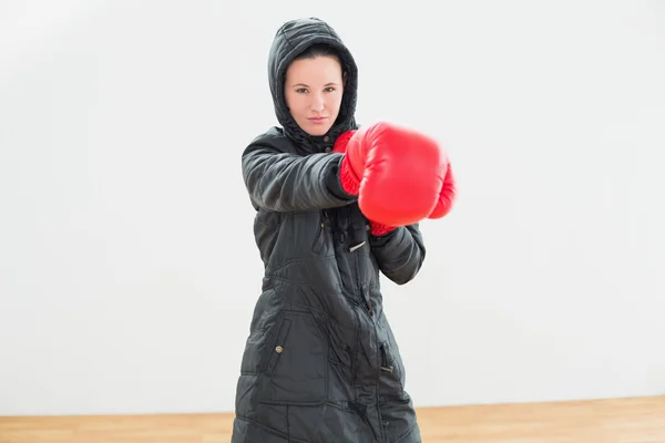 Determined boxer practicing in fitness studio — Stock Photo, Image