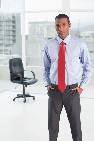 Elegant allvarliga afro affärsman i office — Stockfoto