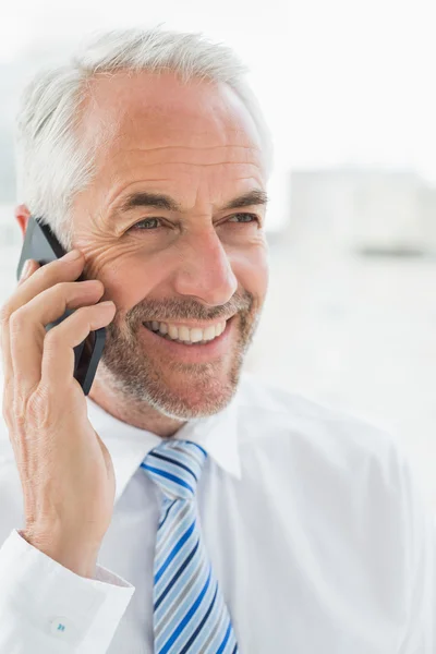 Smiling mature businessman using mobile phone — Stock Photo, Image