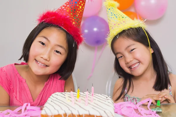 Cute little girls at birthday party — Stock Photo, Image