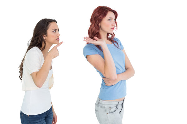 Angry young female friends having an argument