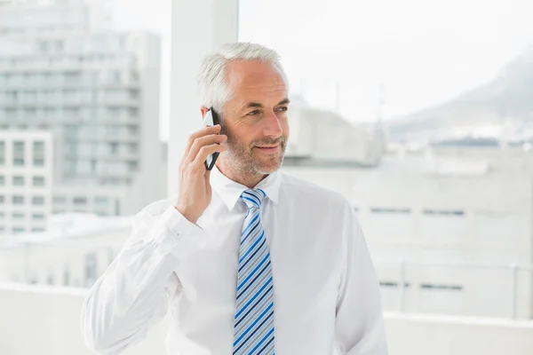 Mature businessman using mobile phone in office — Stock Photo, Image