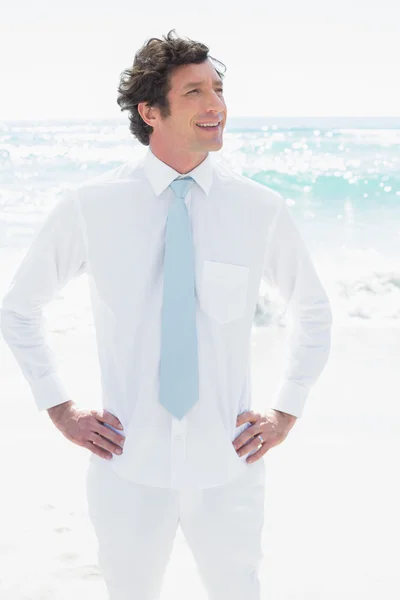 Handsome groom smiling — Stock Photo, Image