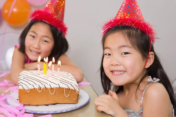 Cute little girl at her birthday party — Stock Photo, Image