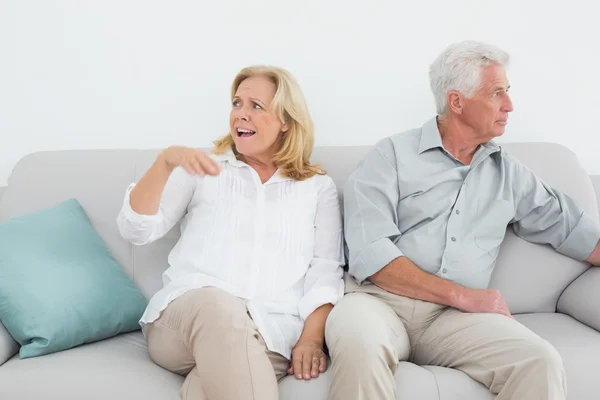 Displeased relaxed senior couple at home — Stock Photo, Image