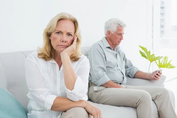 Displeased relaxed senior couple at home — Stock Photo, Image