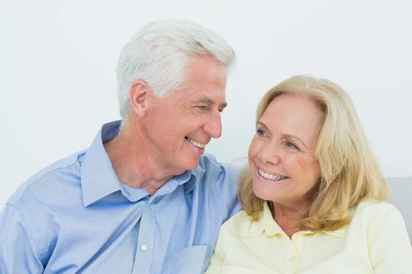 Happy romantic senior couple at house — Stock Photo, Image