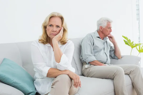 Displeased relaxed senior couple at home — Stock Photo, Image