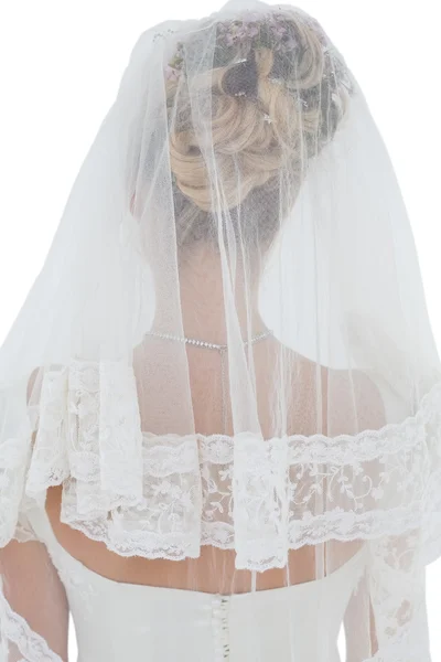 Vista posteriore della sposa in velo — Foto Stock