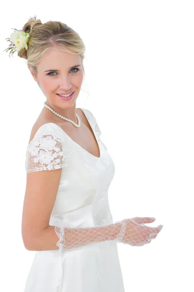 Young bride standing over white background — Stock Photo, Image