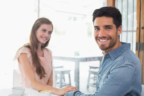 Romantic couple at coffee shop — Stock Photo, Image