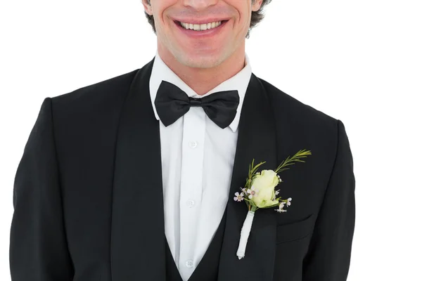 Mid section of groom smiling — Stock Photo, Image