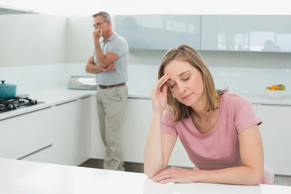 Couple not talking after an argument in kitchen — Stock Photo, Image