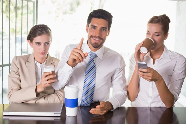 Team during break time in office cafeteria — Stock Photo, Image