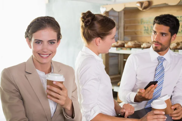 Team during break time in office cafeteria — Stock Photo, Image