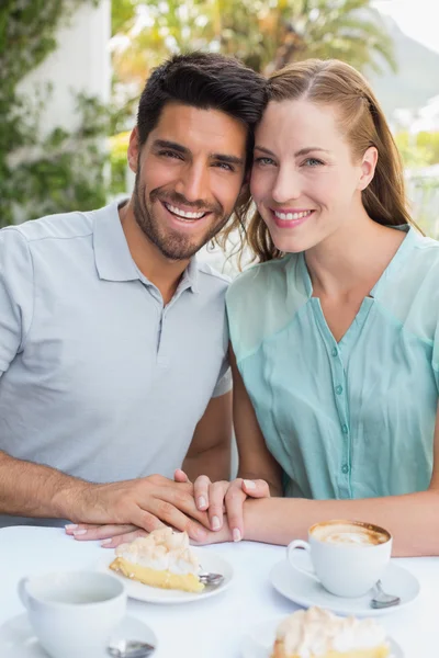 Portrait of a romantic couple at coffee shop — Stock Photo, Image