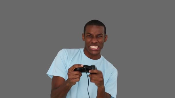 Casual young man playing video games — Stock Video