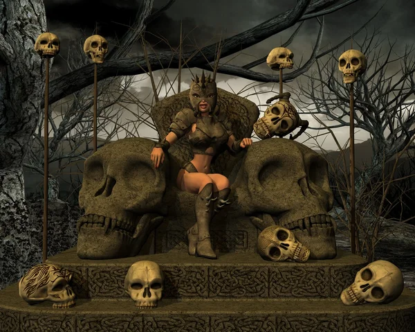 boynuzlu kafatası ile kız