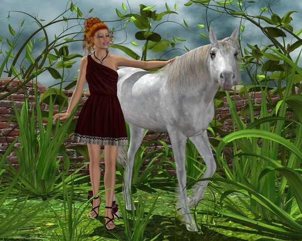 kız ve beyaz bir at