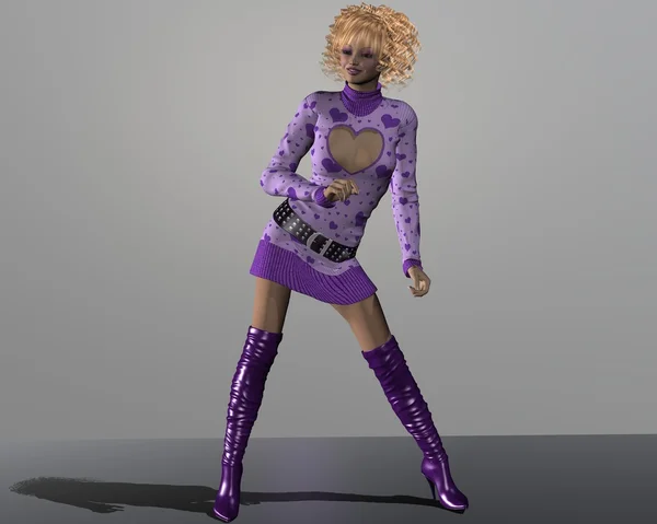 Mor kazaklı olumlu kız