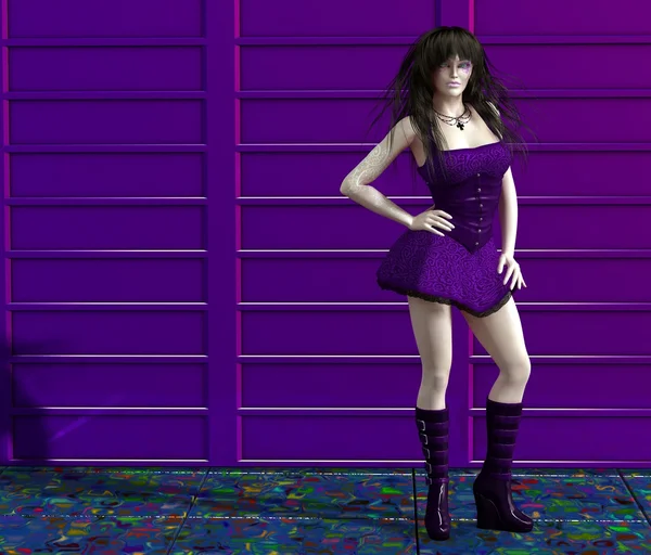 Mädchen in einem lila Kleid — Stockfoto