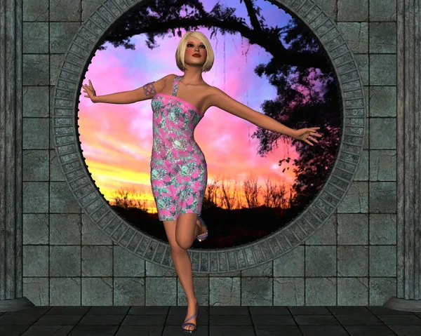 duvarın yanında kız