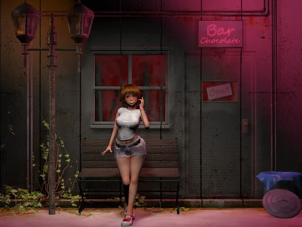 Kız yanında çikolata bar