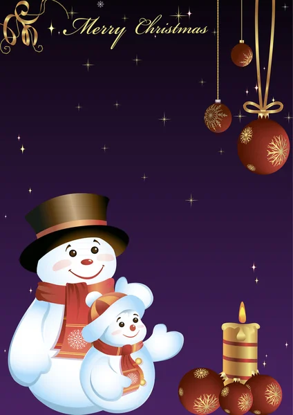 Postcard with two snowmen — Stock Photo, Image