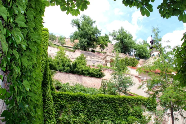 捷克共和国布拉格城堡、 花园、 红屋顶 — 图库照片