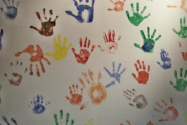 Colourful Hands on the Wall — Stock Photo, Image