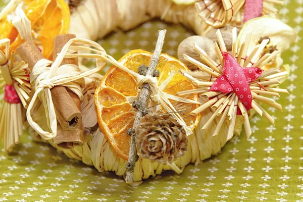 Decoración de la corona de paja de Navidad — Foto de Stock