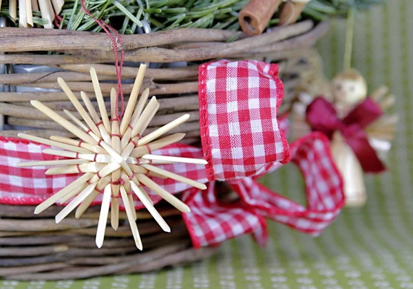 Christmas straw wreath decoration — Stock Photo, Image