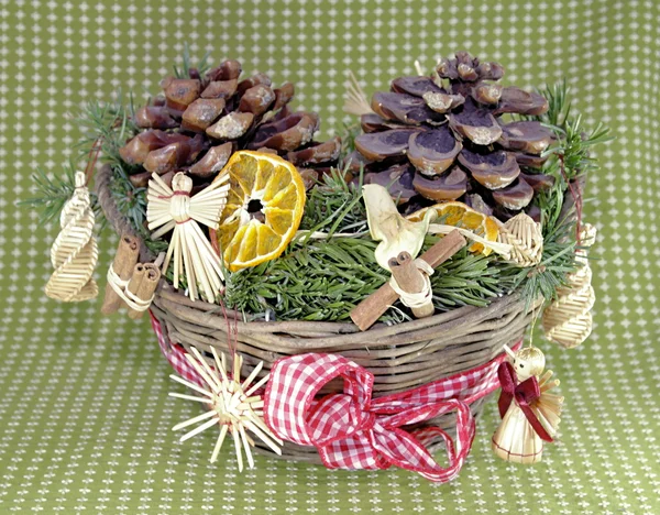 Christmas straw wreath decoration — Stock Photo, Image