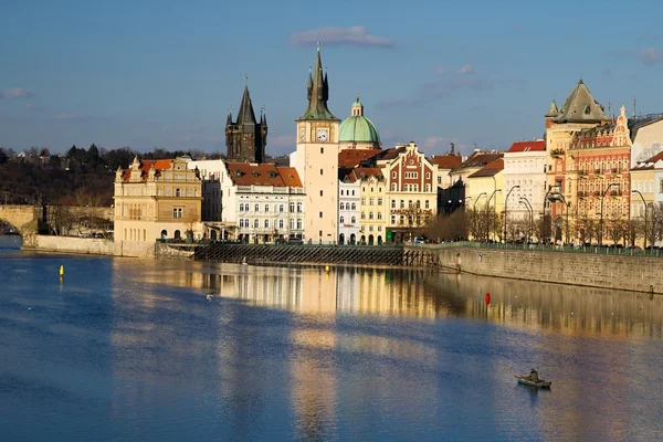 Prague and its old houses, Vltava river and bridges — Stock Photo, Image