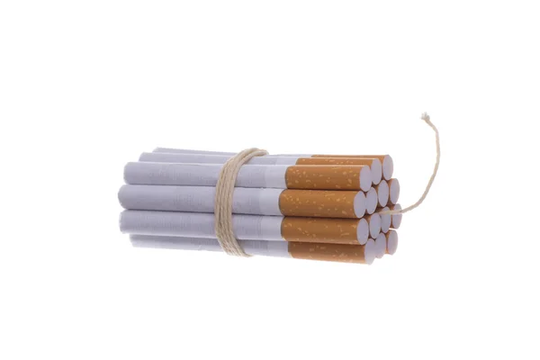 Cigarettes tied with rope and wick — Stock Photo, Image