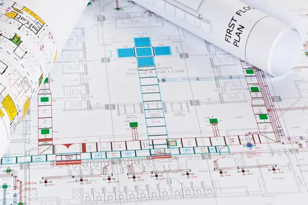 Arquitetos Layout Desenhos — Fotografia de Stock