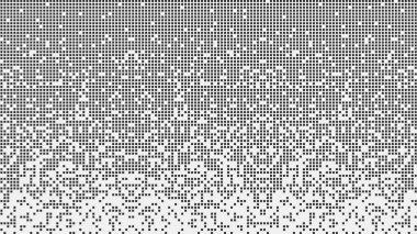 Parçalanmış matris blokları siyah beyaz düşüyor. Disk kırıcı ya da tetris oyununa benziyor. Yatay vektör arkaplanı.