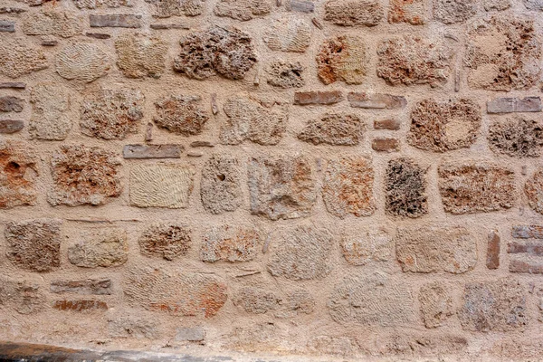 Staré Zdivo Bloků Různých Velikostí Cementové Maltě — Stock fotografie