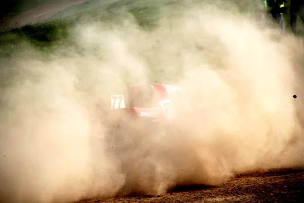 Car Racing Dust Mud High Speed Sharp Turns — ストック写真