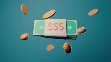 3 boyutlu para demeti parçalanıyor ve paralar balon gibi şişiyor.