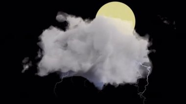 Weather Effect. Sun Cloud and Thunder. Seamless loop.