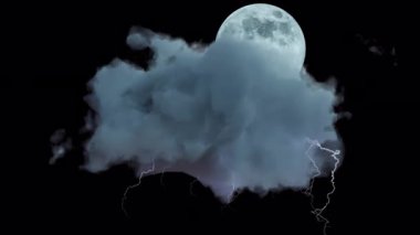 Weather Effect. Moon Cloud and Thunder. Seamless loop.