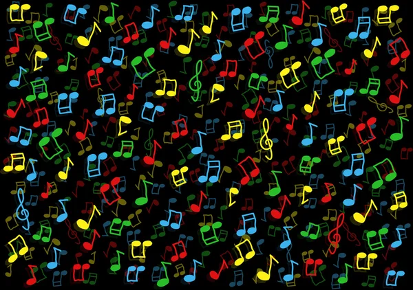 Notes de musique colorées illustration de fond — Image vectorielle