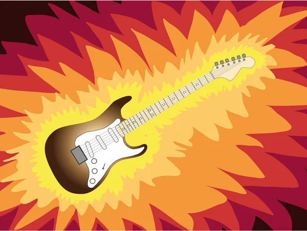 Guitar in fire — Stock Vector