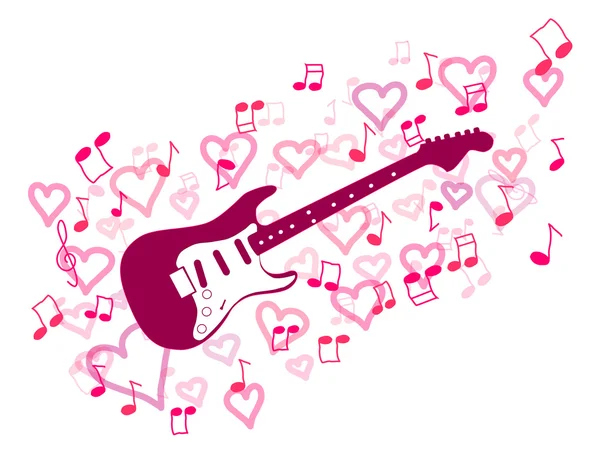 Guitare et coeur — Image vectorielle